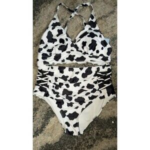 Yonique  Coe Print 2 Piece Swim Set Swimwear High Waist Size 20w